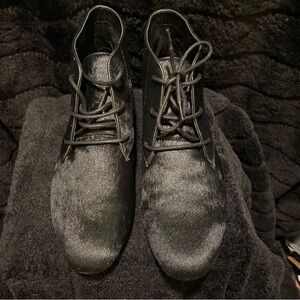 Black  HAIRCALF Lace-Up boots